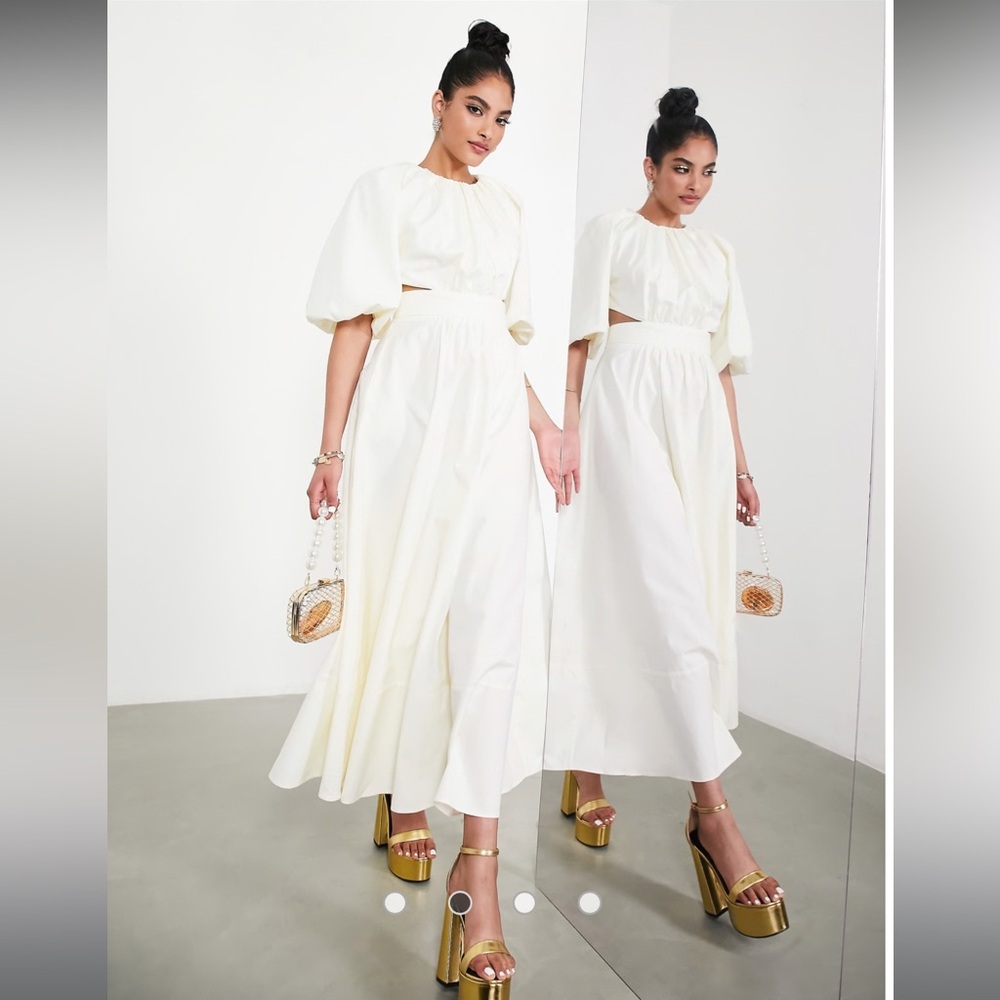 ASOS Cream and White Maxi A-Line Dress